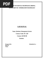 Lab Manual Database Management System 29sep18