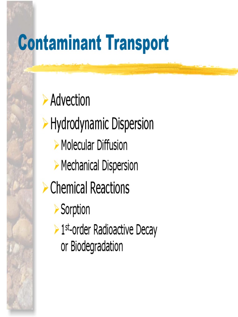 Contaminant Transport Processes | PDF | Diffusion | Chemistry