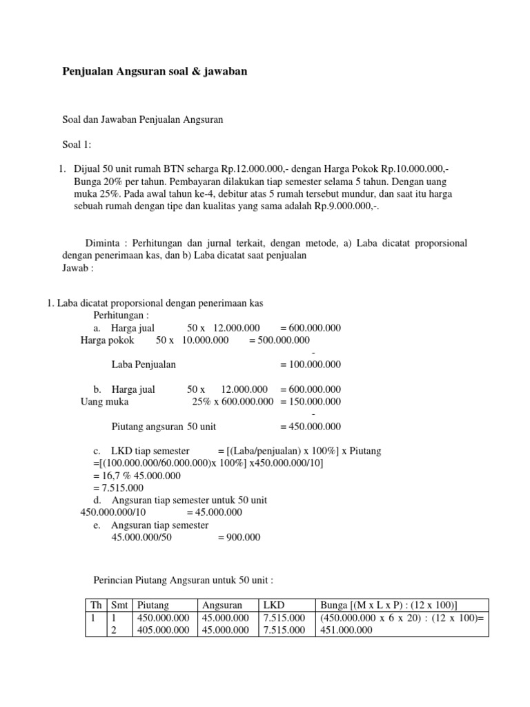 Penjualan Angsuran Soal