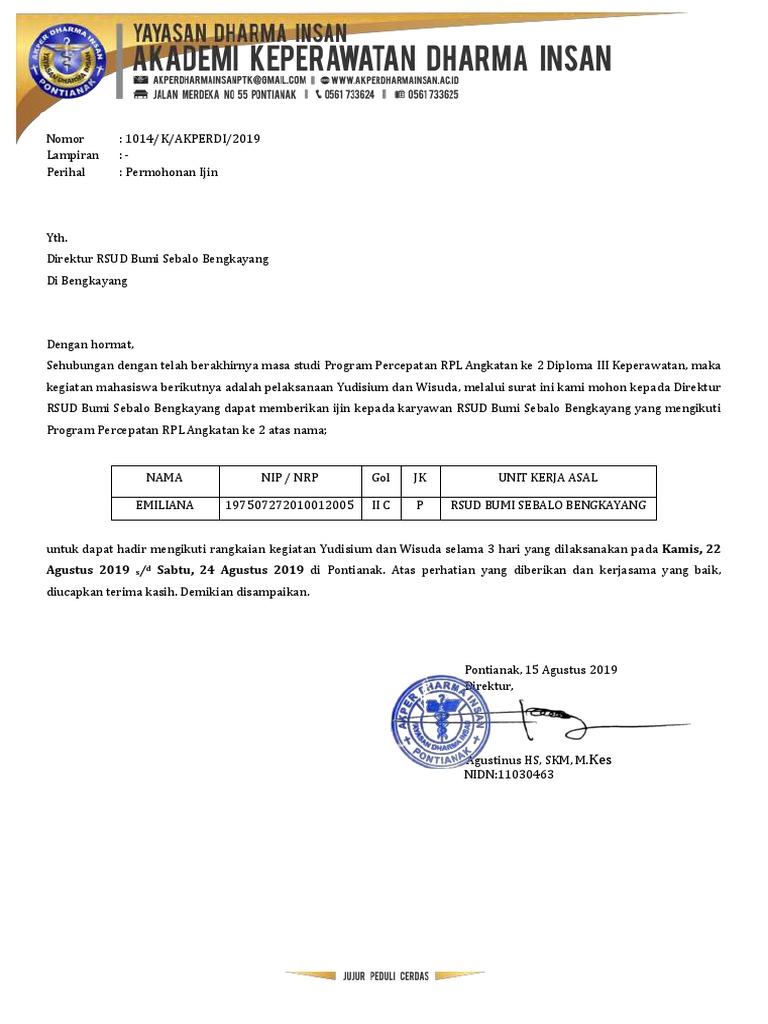 Surat Permohonan Ijin Mengikuti Yudisium Dan Wisuda Pdf
