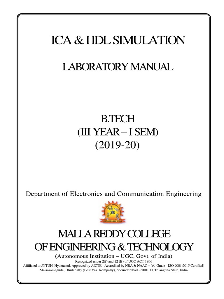 HDL Simulation Lab Manual for ECE | PDF | Operational Amplifier ...
