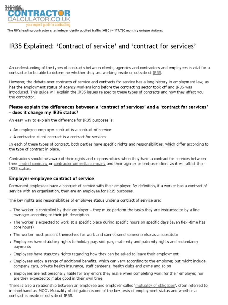 IR35: Contractor Contract Guide | PDF | Independent Contractor | Employment