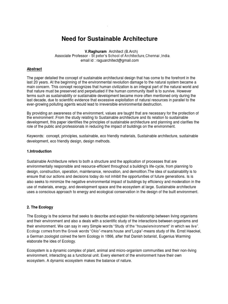 Sustainable Architecture Essentials | PDF | Sustainability | Ecology