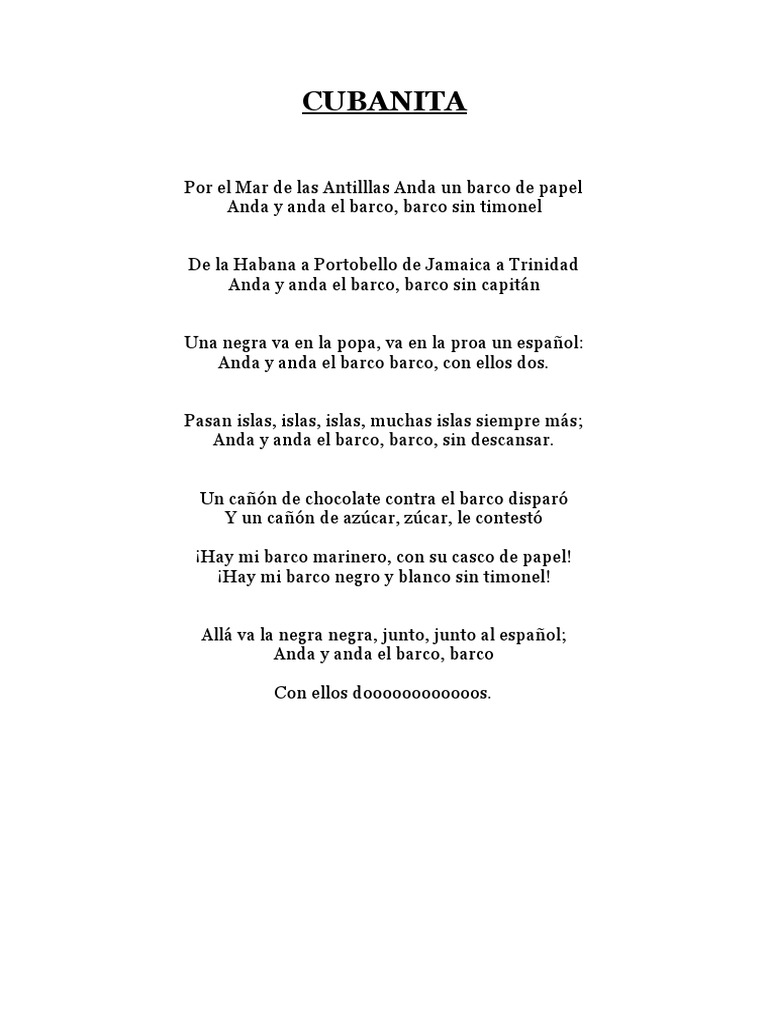 Letra Cubanita PDF | PDF