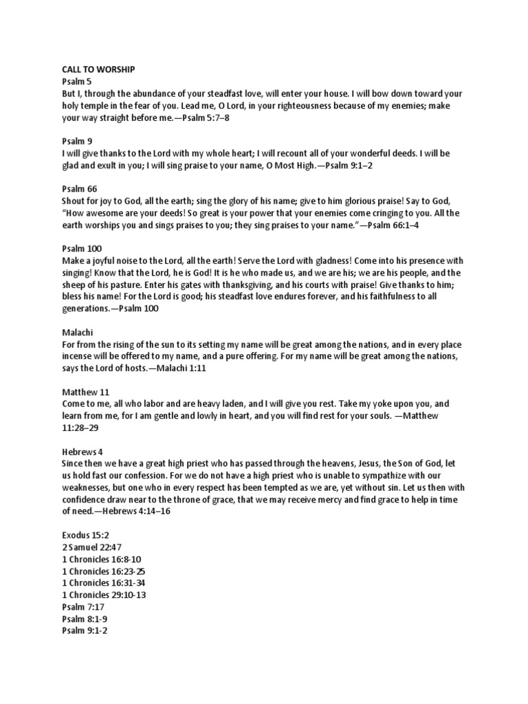 Call To Worship Verses
