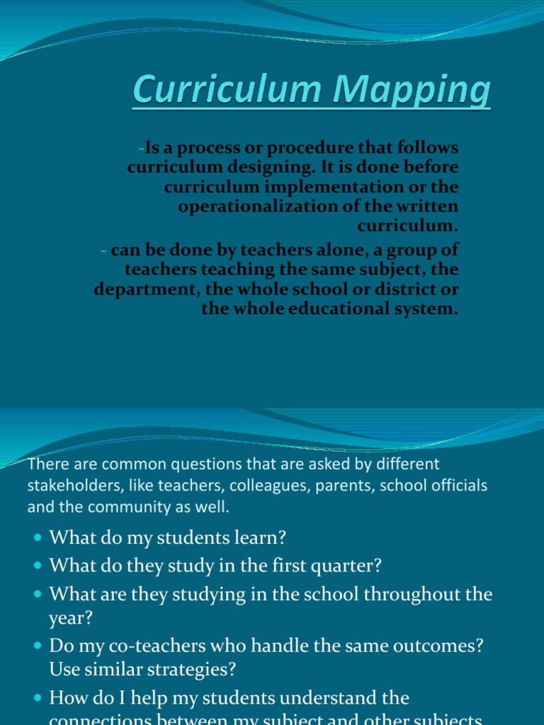 Curriculum Mapping | PDF | Curriculum | Teachers