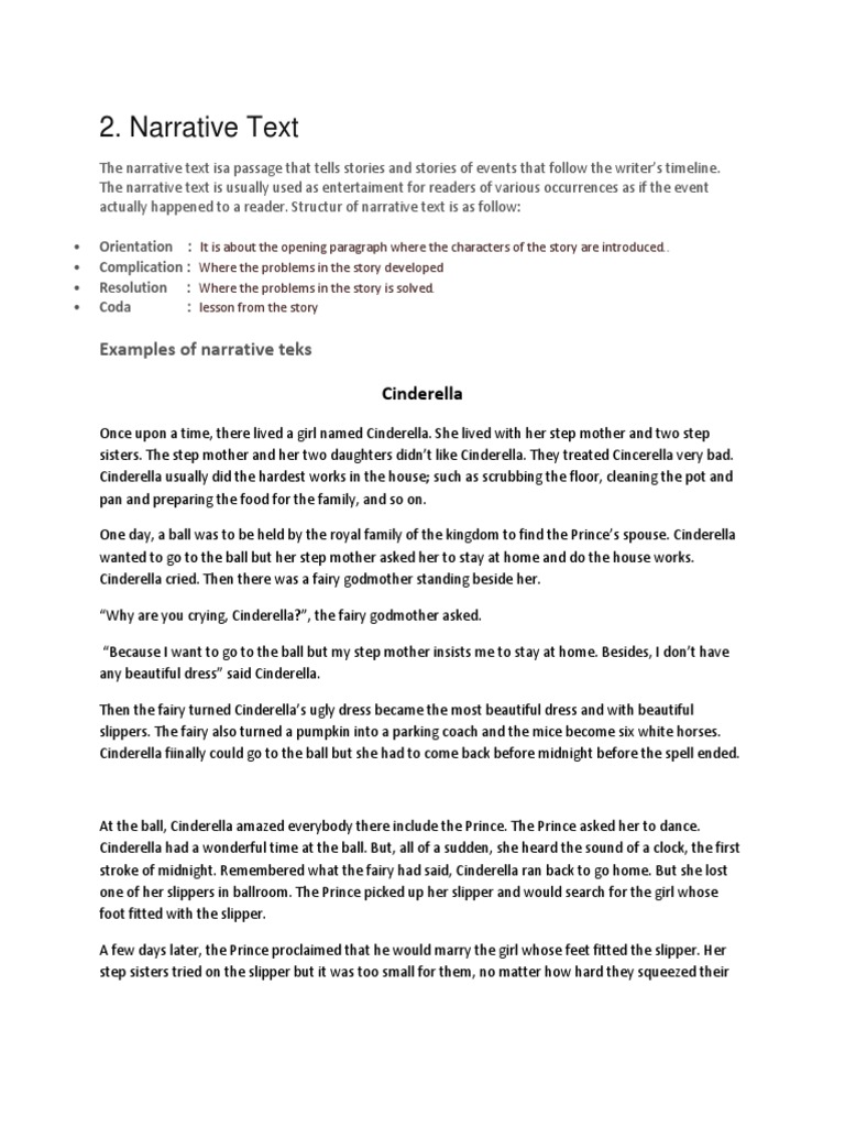 Narrative Text: Examples Of Narrative Teks PDF Cinderella, 46% OFF
