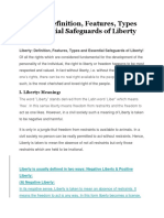 Liberty: Definition, Features, Types and Essential Safeguards of Liberty