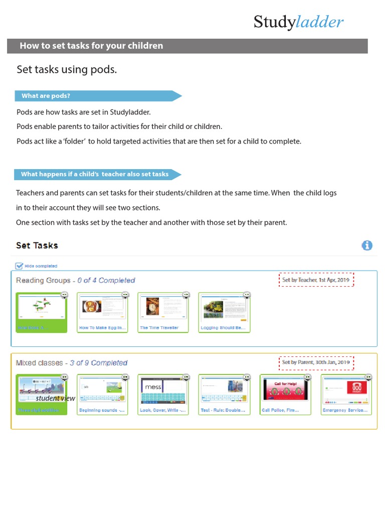 Set Tasks Using Pods.: How To Set Tasks For Your Children How To Set ...