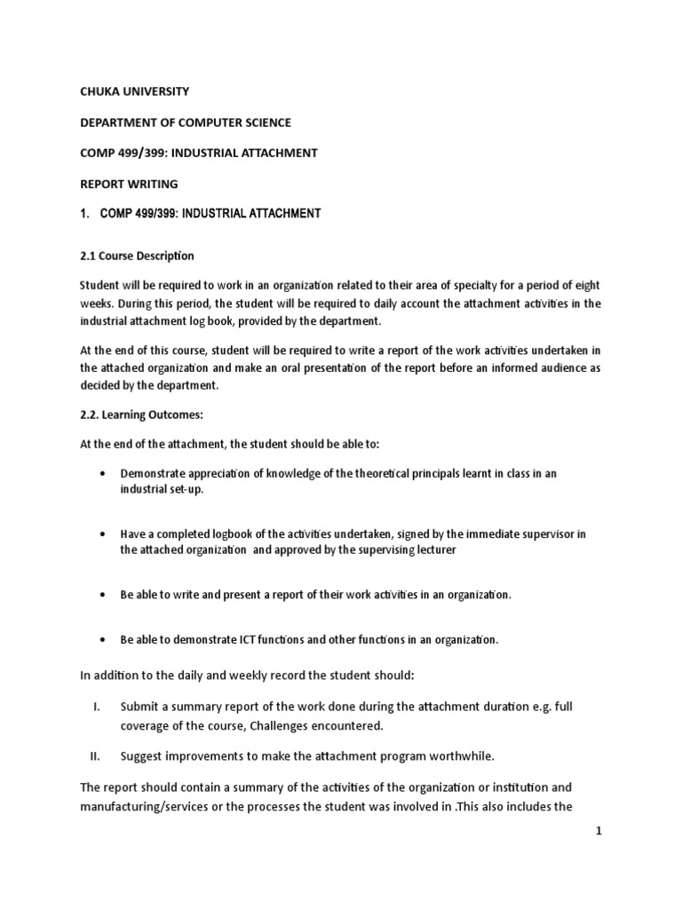 Industrial Attachment Report Guidelines | PDF | Computer Science | Software