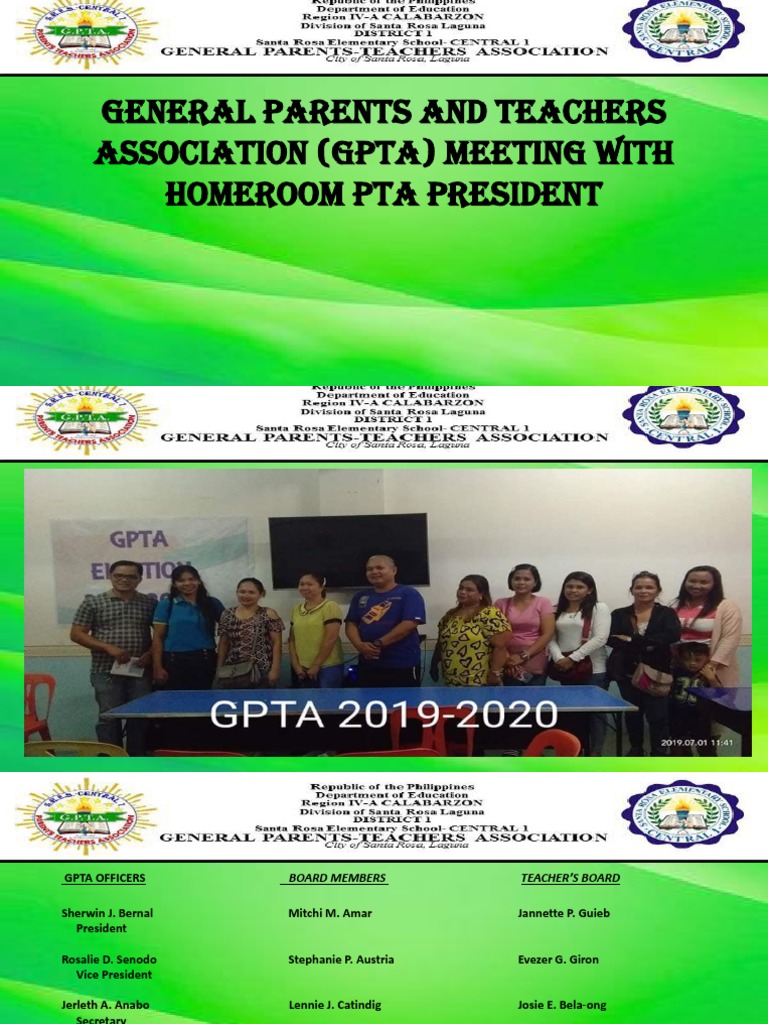 GPTA Meeting Agenda and Duties | PDF | Wellness