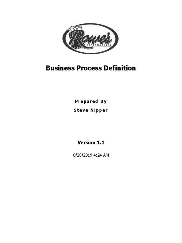 Rowes IGA Business Process Definition Download Free PDF Universal