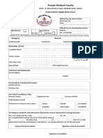 Punjab Medical Faculty: Examination Application Form