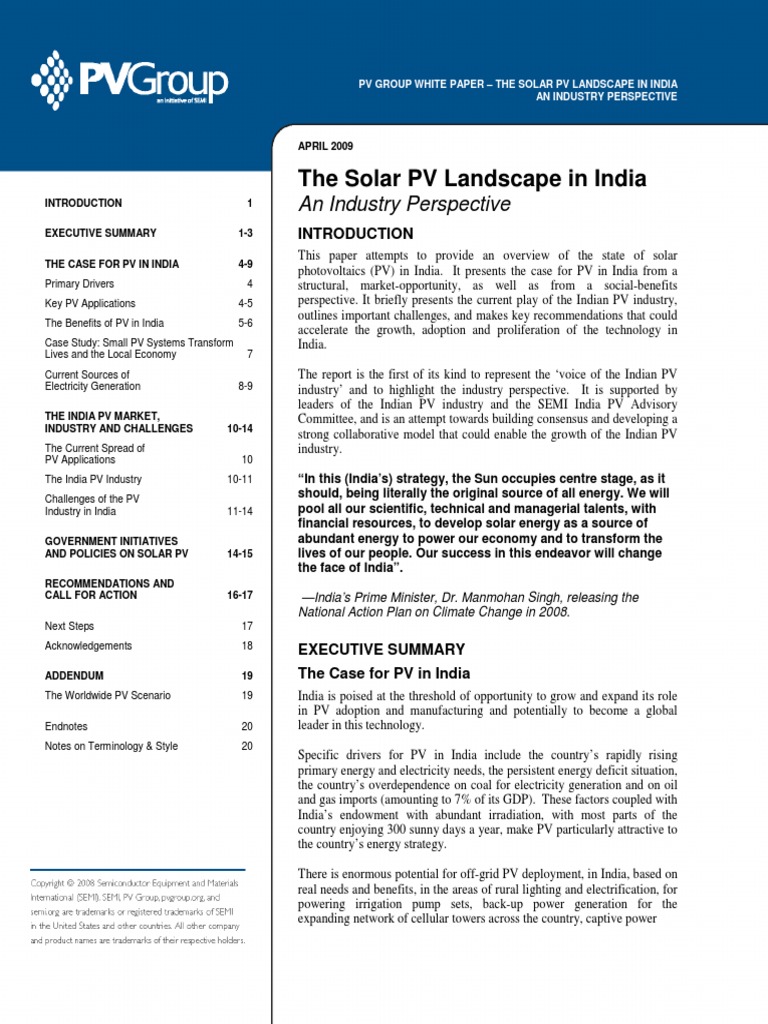 The Solar PV Landscape in India | PDF | Photovoltaics | Renewable Energy