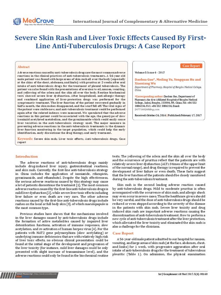 Severe Skin Rash and Liver Toxic Effects Caused by First-Line Anti ...