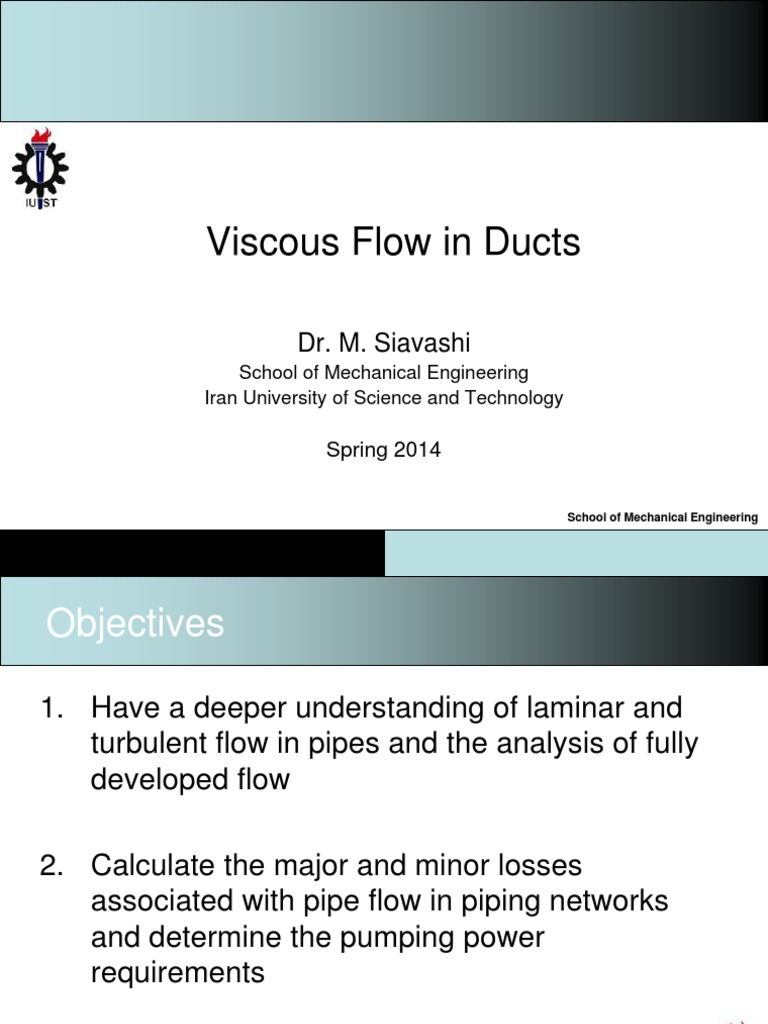 Viscous Flow in Ducts | PDF | Fluid Dynamics | Reynolds Number