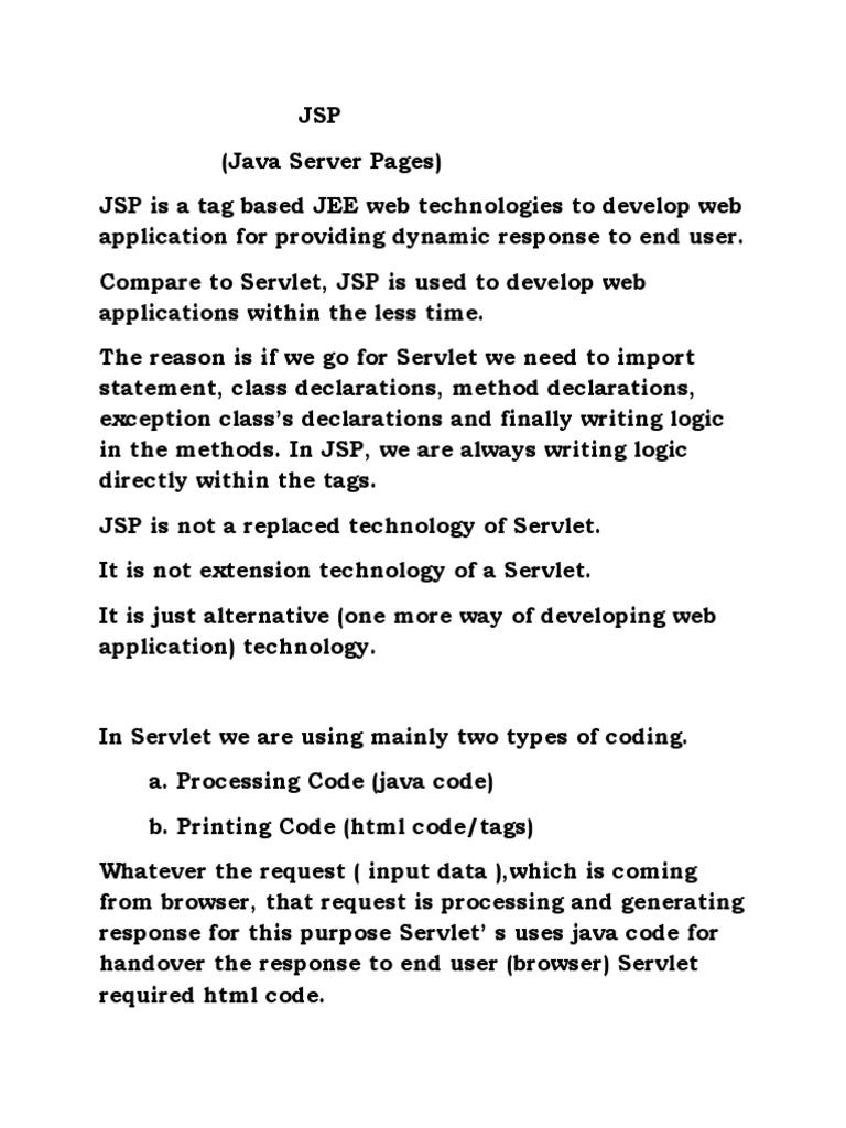Understanding Java Server Pages (JSP) | PDF | Java Server Pages | Java ...