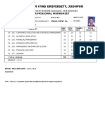 Jai Narain Vyas University, Jodhpur: Provisional Marksheet