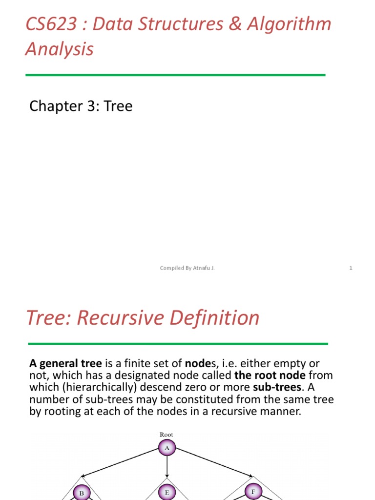 CS623: Data Structures & Algorithm Analysis: Chapter 3: Tree | PDF ...