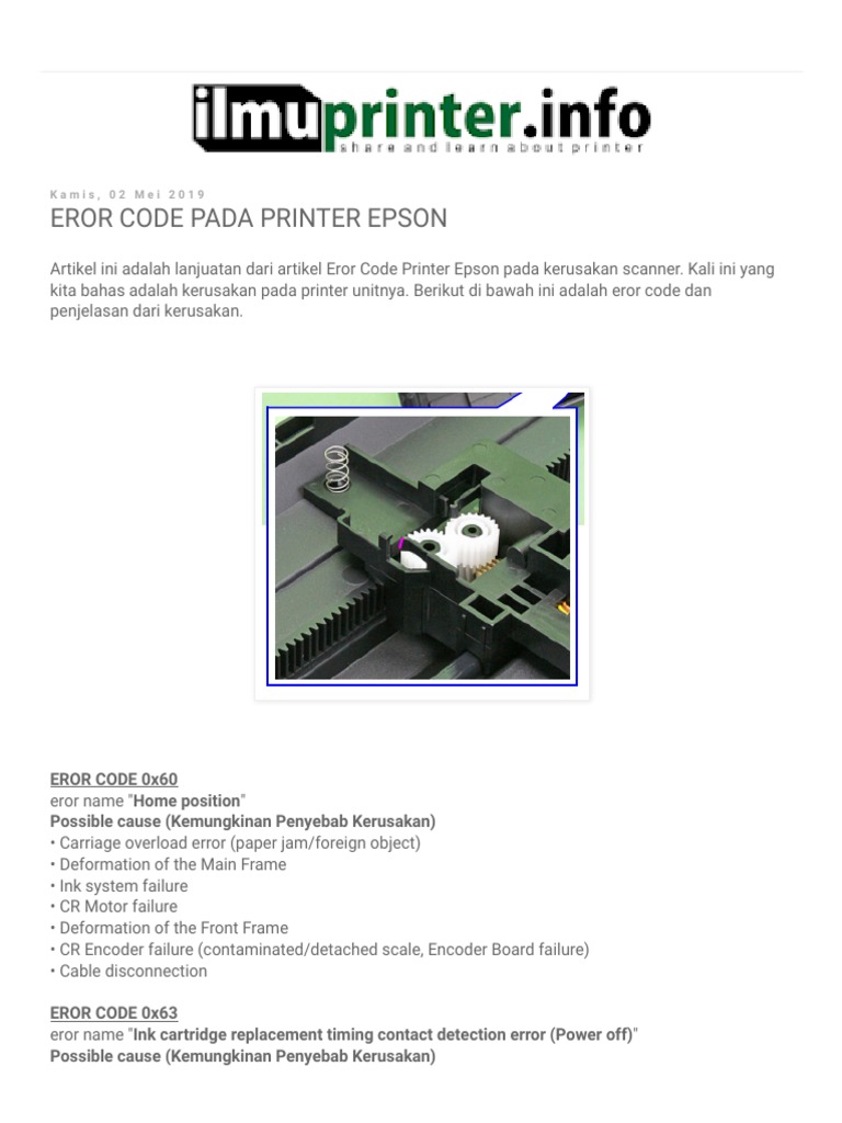 Kode Eror dan Kerusakan Printer Epson | PDF | Komputer
