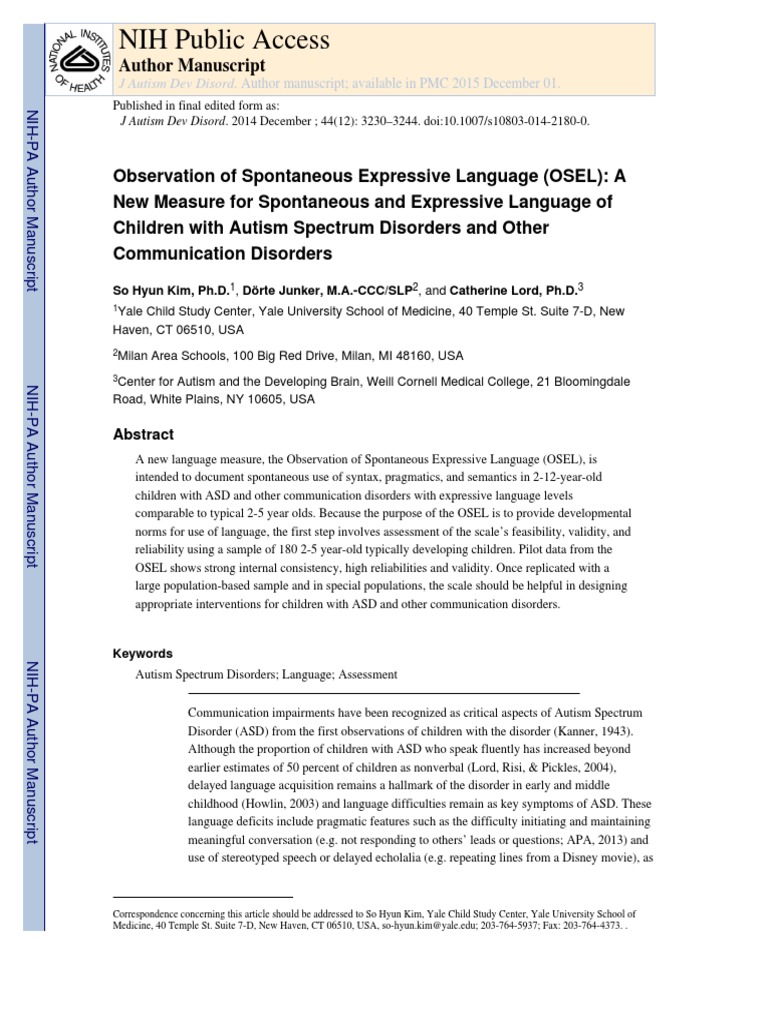 NIH Public Access PDF Autism Spectrum Verb