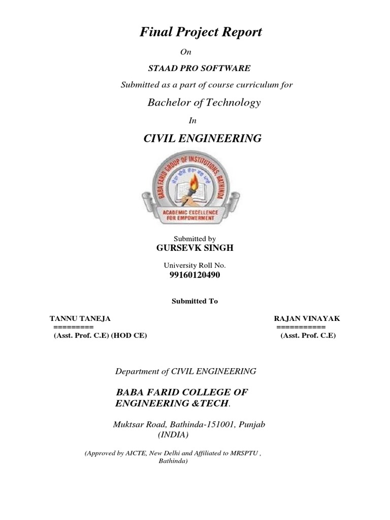 STAAD Pro Software Project Report | PDF