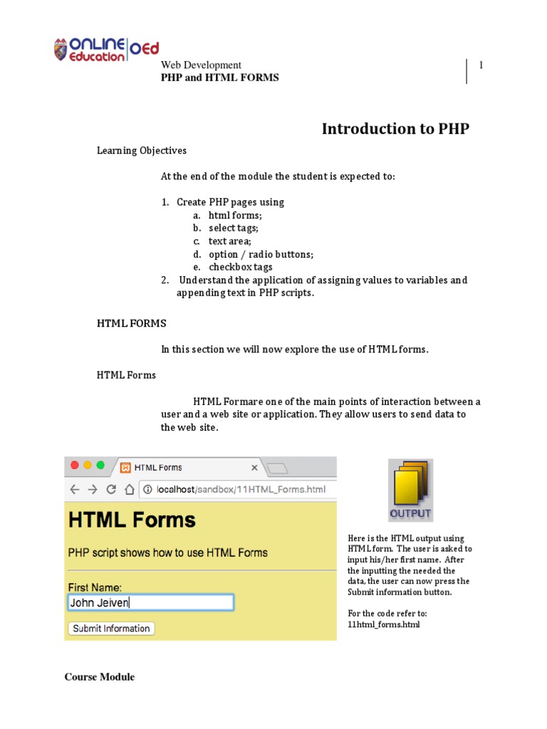 Introduction To PHP PDF | PDF | Html | Php