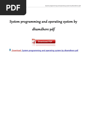 Dhamdhere system programming ebook free software