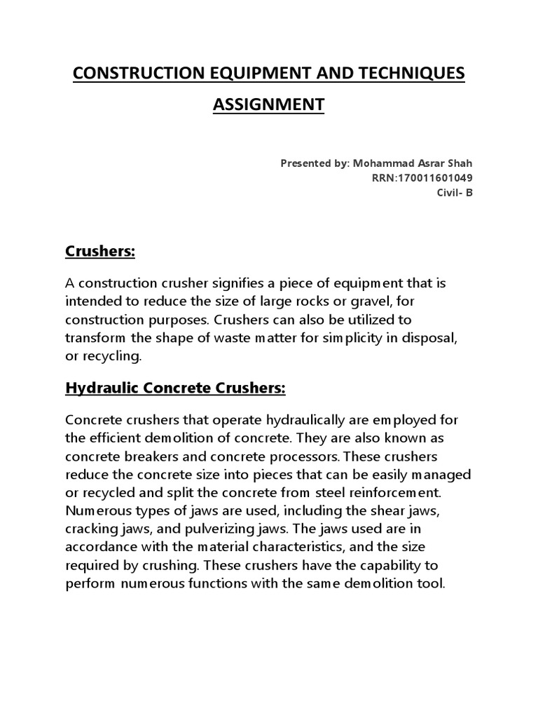 Construction Equipment Overview | PDF | Demolition | Concrete
