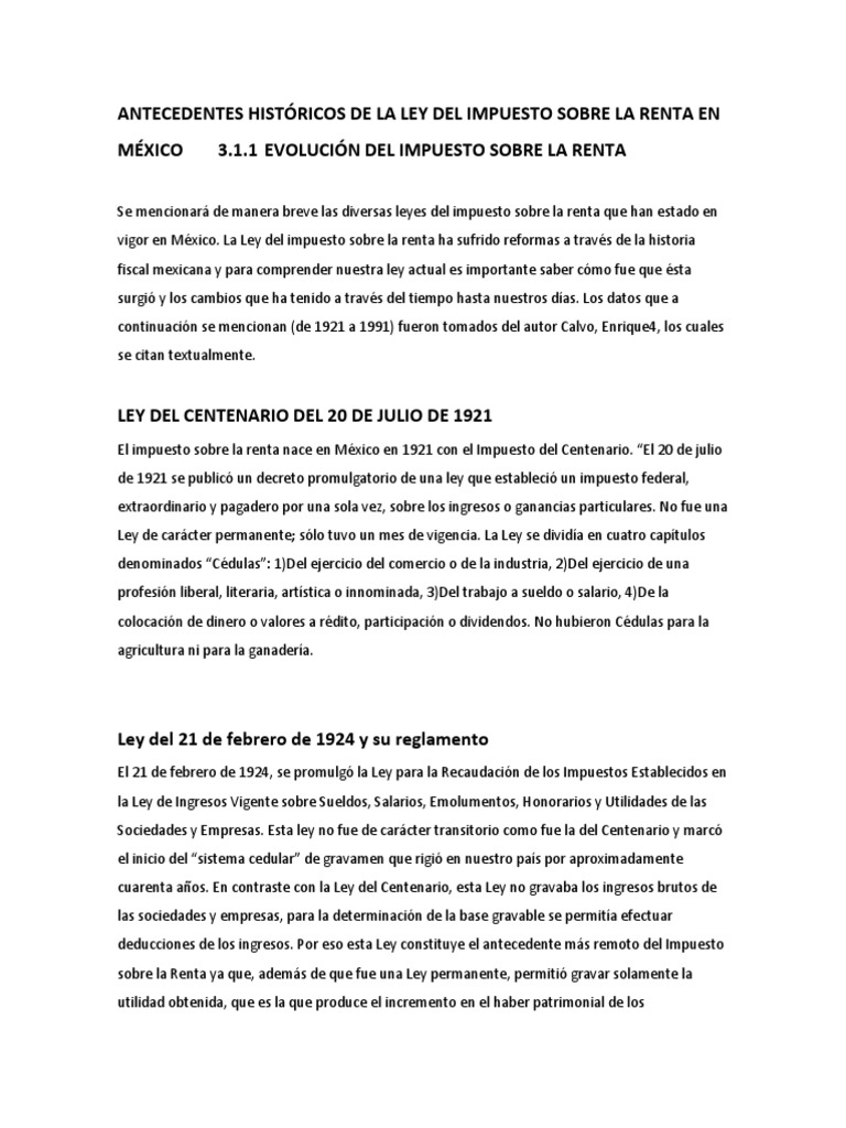 Historia del ISR en México | PDF | Impuesto sobre la renta | Impuestos