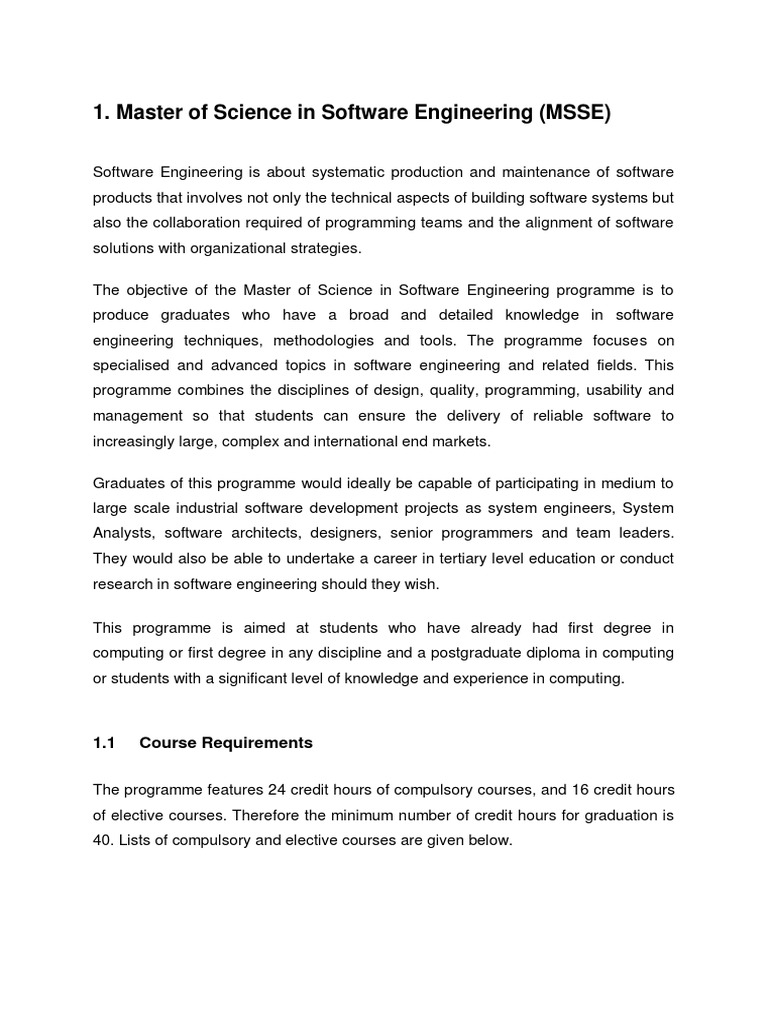 MSSE Program Overview and Curriculum | PDF | Postgraduate Education ...