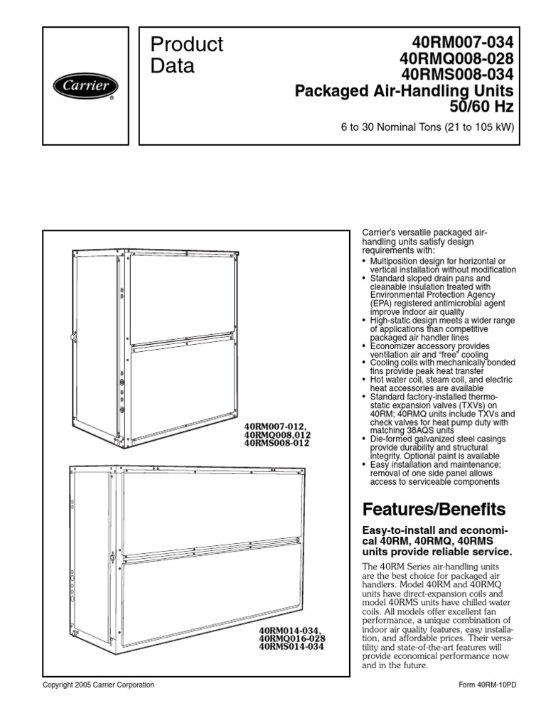 Manejadora Carrier 40RM-10pd | PDF | Heating, Ventilating, And Air ...