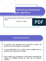 Instalações Hidráulicas Dimensionamento