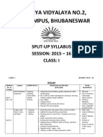 Kendriya Vidyalaya No.2, CRPF Campus, Bhubaneswar: Split-Up Syllabus SESSION: 2015 - 16 Class: I