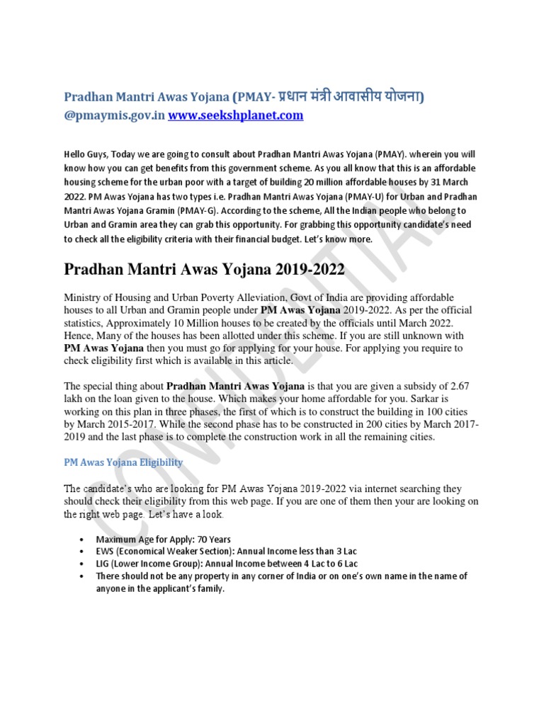 PMAY Housing Scheme: Apply & Eligibility | PDF | Economies | Government