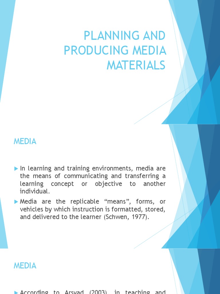 Planning Media Materials for Education | PDF | Mass Media | Learning
