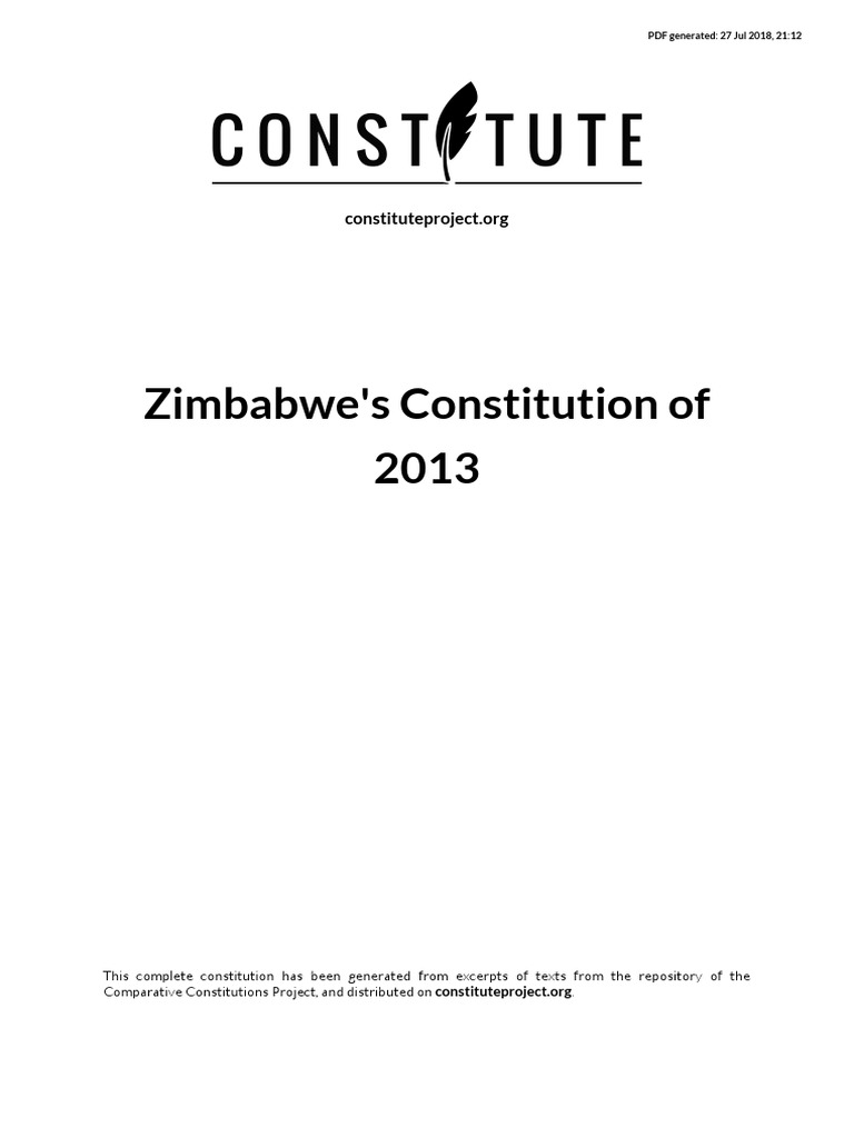 Zimbabwe 2013 Constitution | PDF | Judiciaries | Supreme Courts