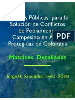 Matriz Recomendaciones  detalladas  Recomendaciones políticas públicas  solución  Ocupación Campesina en áreas protegidas de Colombia. . 06-2019 28-06-2019