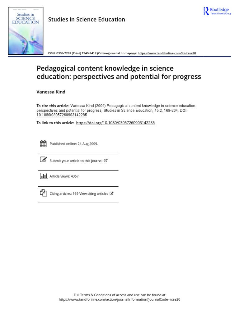 Pedagogical Content Knowledge in Science Education: Perspectives and ...