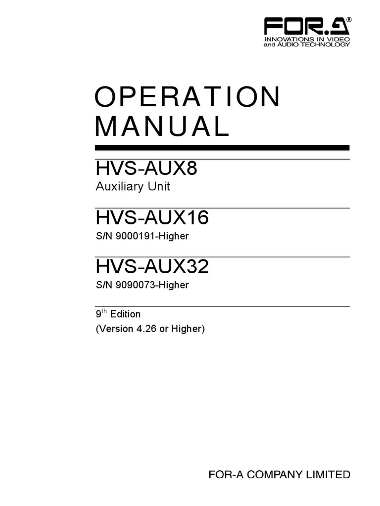 Operation Manual: Hvs-Aux8 HVS-AUX16 HVS-AUX32 | PDF | Electrical ...