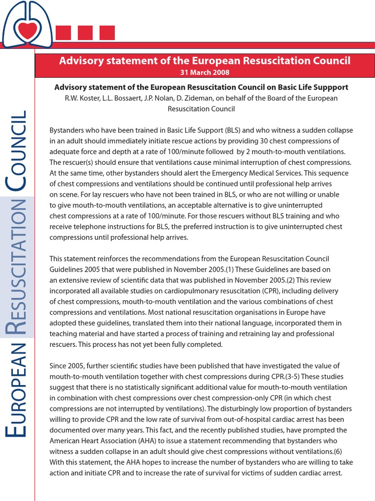 Advisory Statement of The European Resuscitation Council | PDF ...