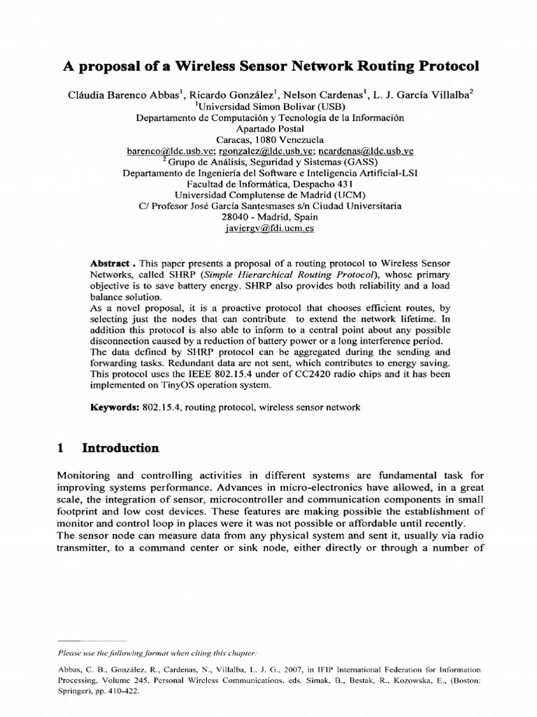 A Proposal of A Wireless Sensor Network Routing Protocol: Rgonzalez@ldc ...
