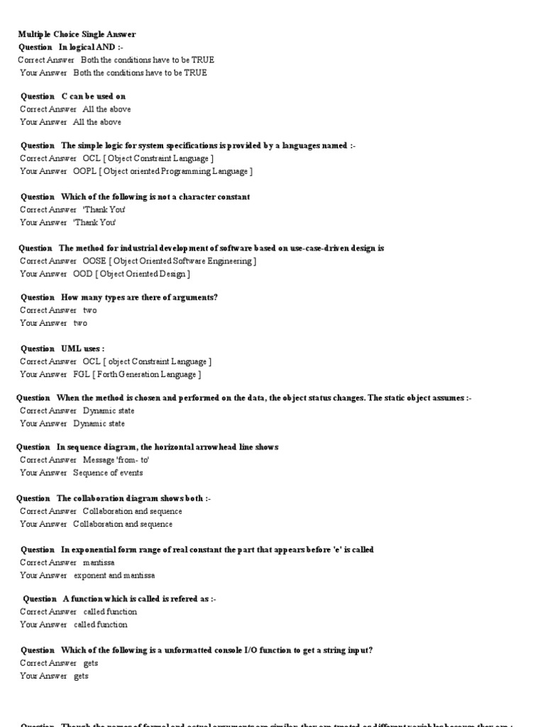 C Programming Multiple Choice Single Answer | PDF | Array Data Type ...