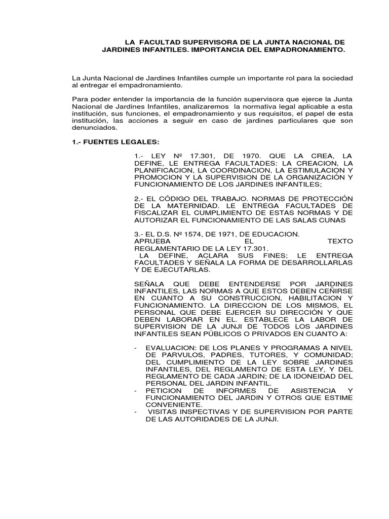 Aspectos Legales Jardines Infantiles | PDF | Educación de la primera ...