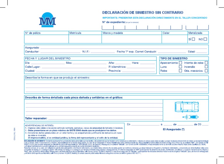 Declaración de Siniestro Sin Contrario | PDF