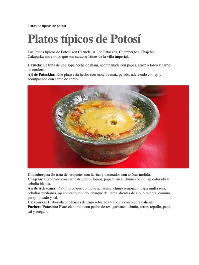 ¿Cuál es el plato tipico de Potosí