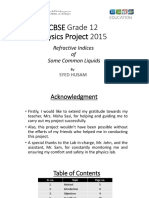 CBSE Grade 12 Physics Project 2015: Refractive Indices of Some Common Liquids