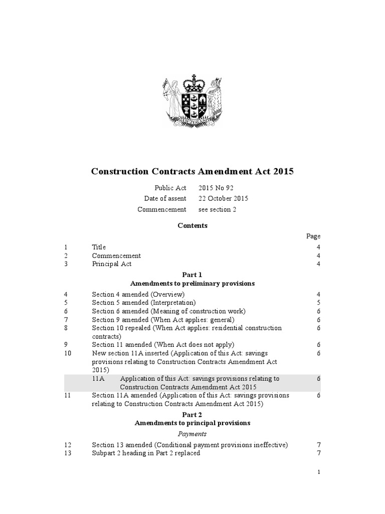 Construction Contracts Amendment Act 2015 | PDF | Adjudication | Trust Law