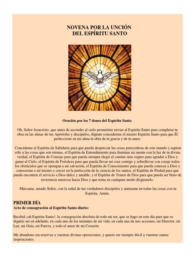 Novena al Espíritu Santo: Oraciones y Dones | PDF | orador del Señor ...