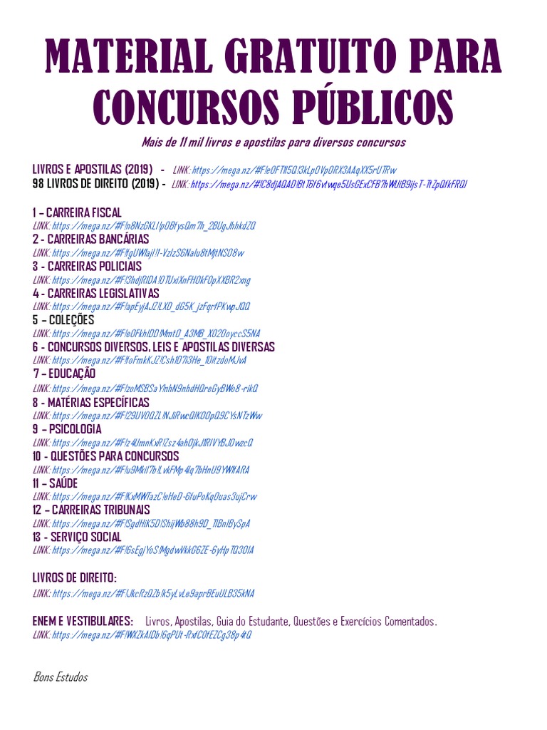 Material Gratuito para Concursos Públicos: Mais de 11 Mil Livros e ...